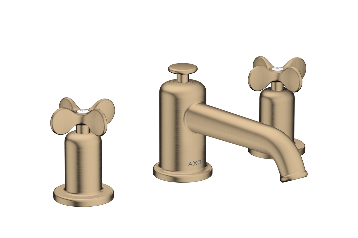 AXOR Archivio 3-hole basin mixer 30 with cross handles and pop-up waste set | Brushed Bronze