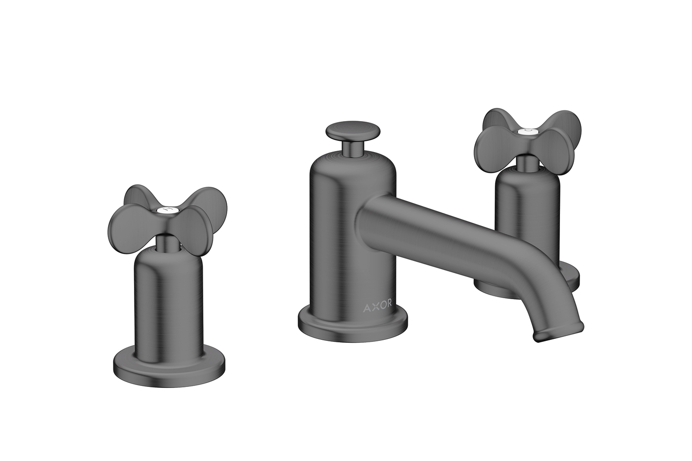 AXOR Archivio 3-hole basin mixer 30 with cross handles and pop-up waste set | Brushed Black Chrome