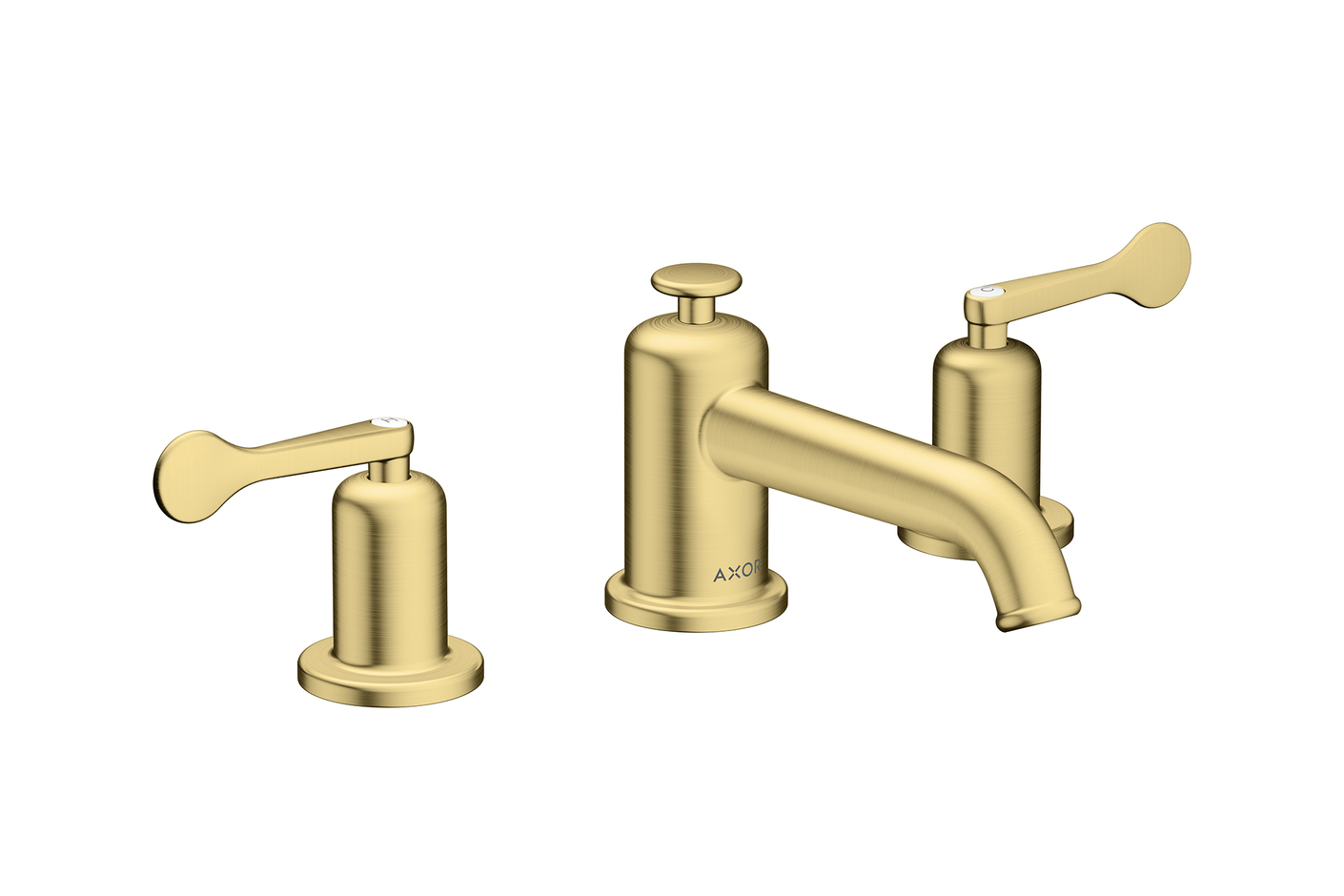 AXOR Archivio 3-hole basin mixer 30 with lever handles and pop-up waste set | Brushed Brass