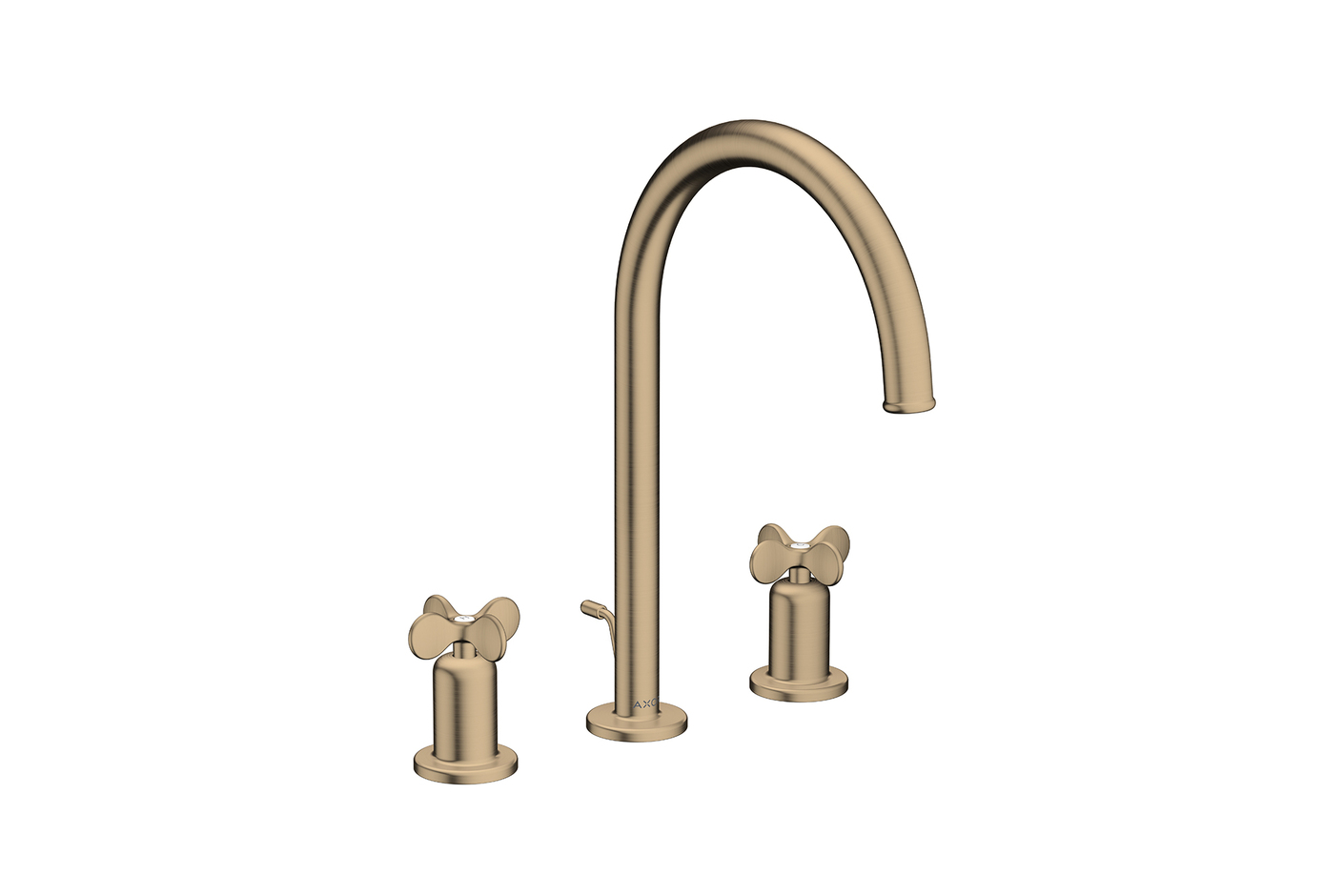 AXOR Archivio 3-hole basin mixer 190 with cross handles and pop-up waste set | Brushed Bronze
