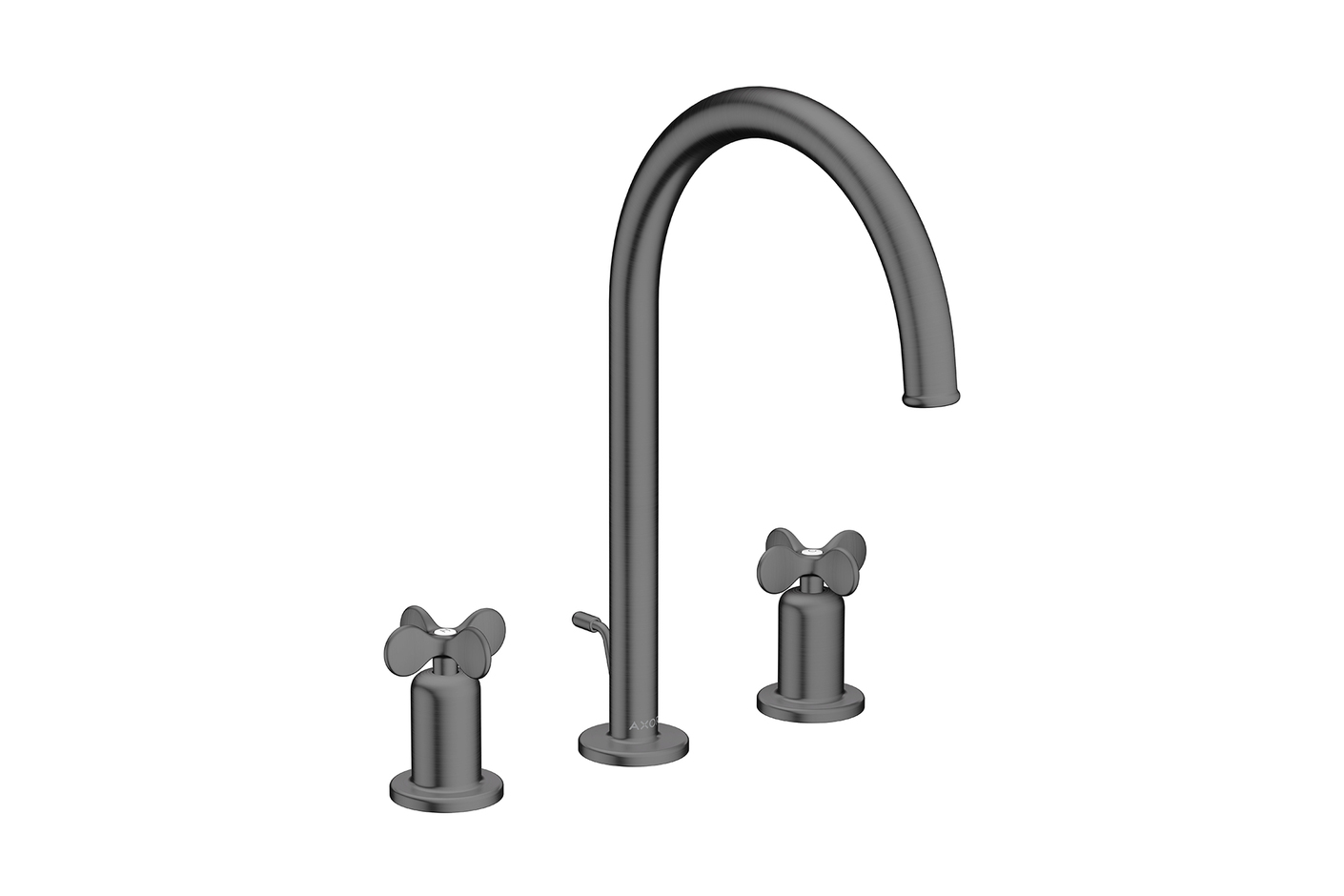 AXOR Archivio 3-hole basin mixer 190 with cross handles and pop-up waste set | Brushed Black Chrome