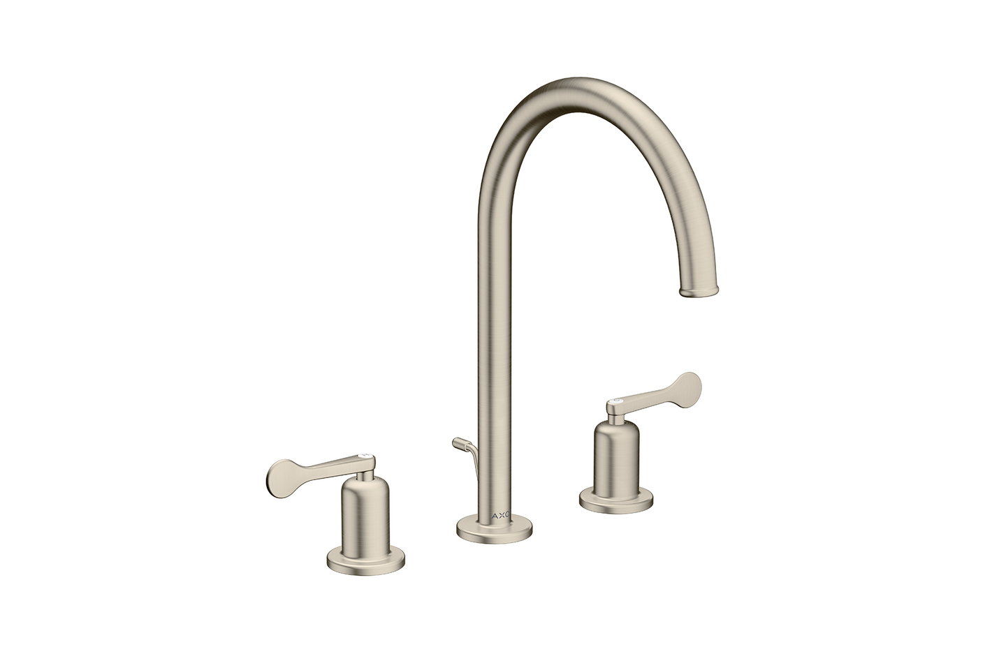 AXOR Archivio 3-hole basin mixer 190 with lever handles and pop-up waste set | Brushed Nickel