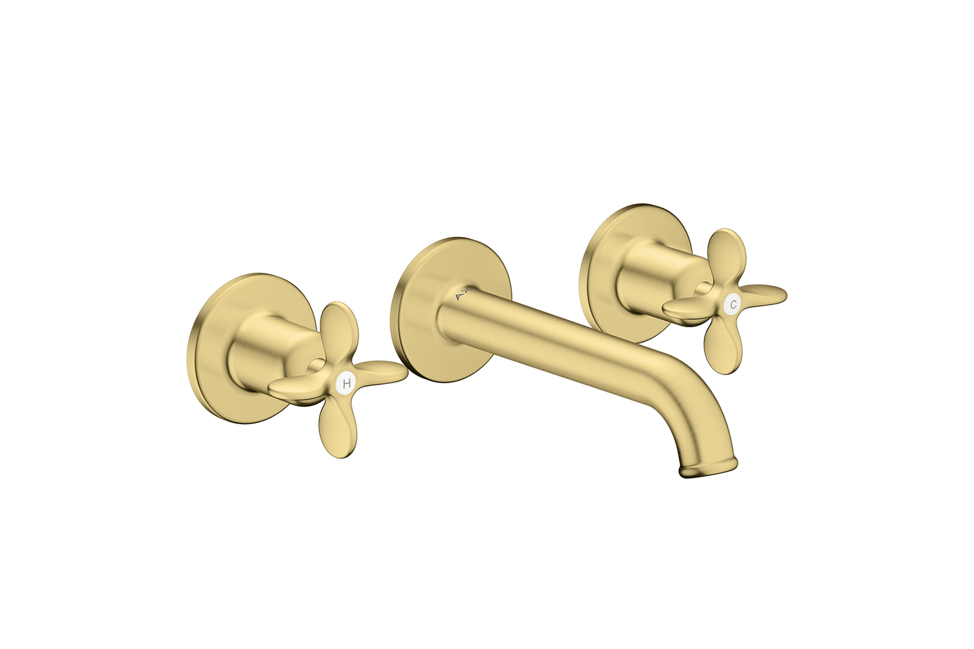 AXOR Archivio 3-hole basin mixer for concealed installation wall-mounted with spout 160 mm and cross handles | Brushed Brass