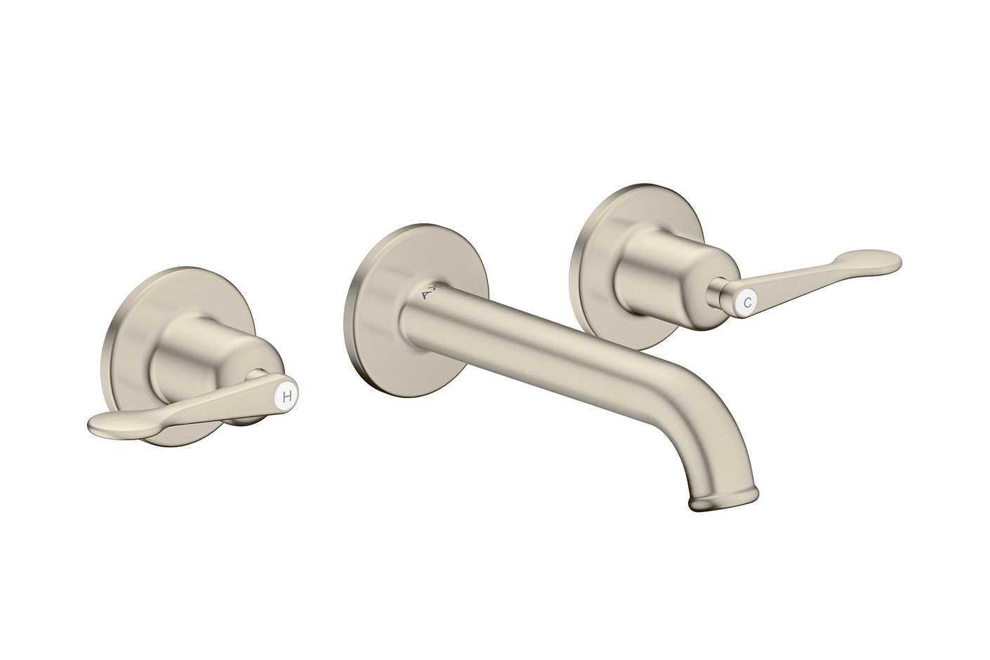 AXOR Archivio 3-hole basin mixer for concealed installation wall-mounted with spout 160 mm and lever handles | Brushed Nickel