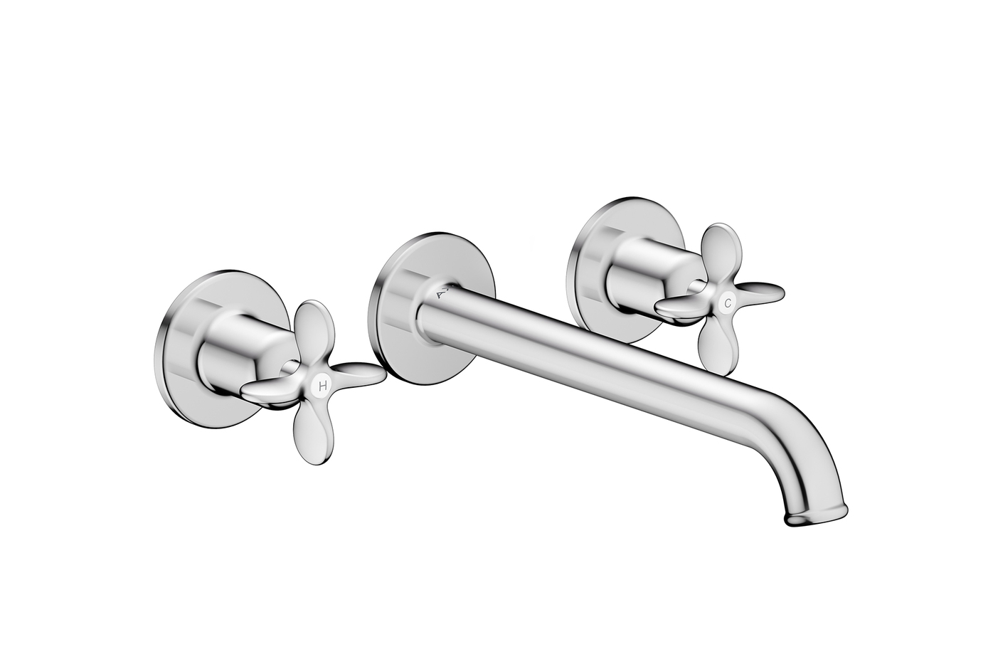 AXOR Archivio 3-Loch Waschtischarmatur Unterputz für Wandmontage mit Auslauf 220 mm und Kreuzgriffen