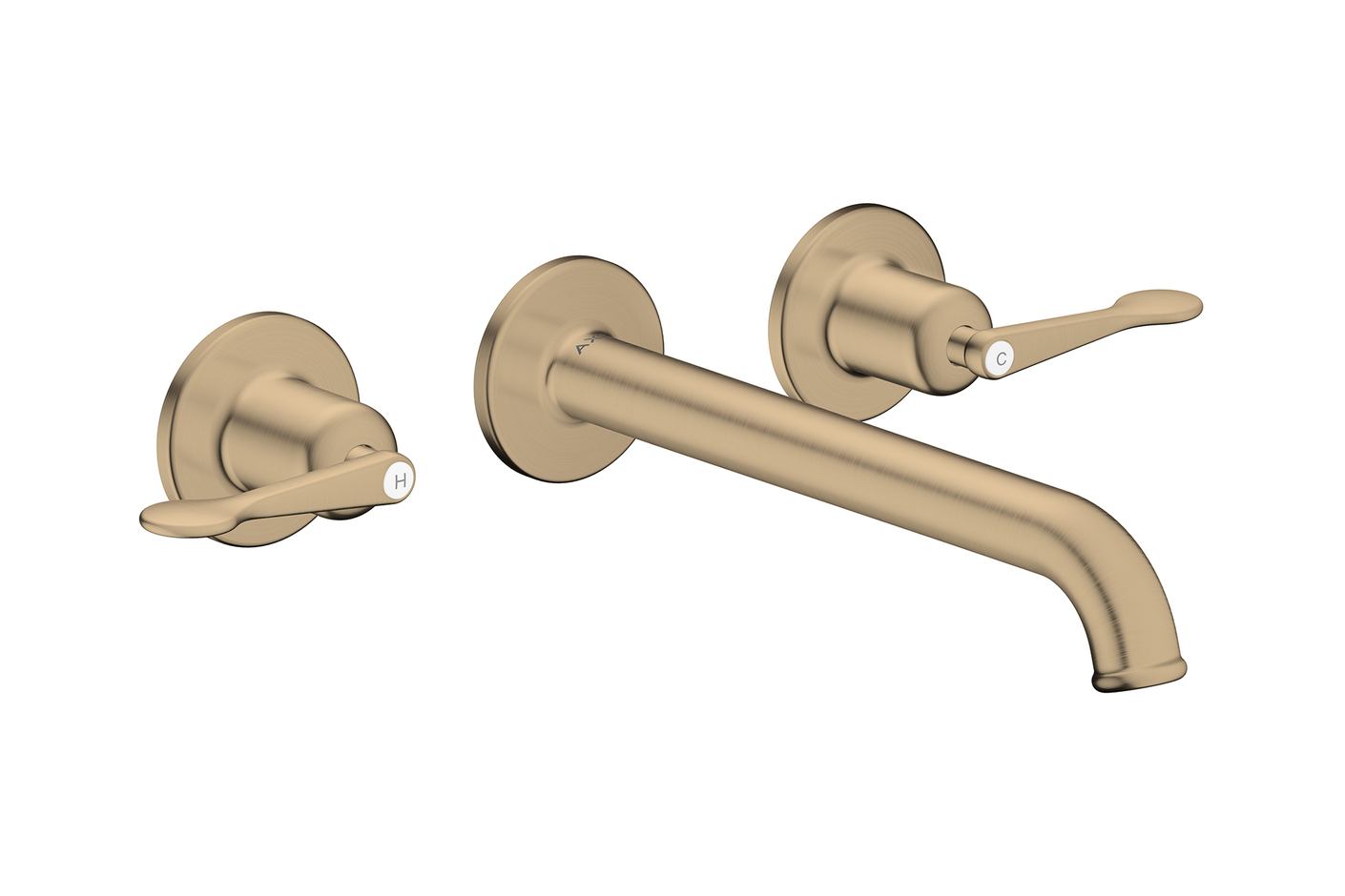 AXOR Archivio 3-hole basin mixer for concealed installation wall-mounted with spout 220 mm and lever handles | Brushed Bronze