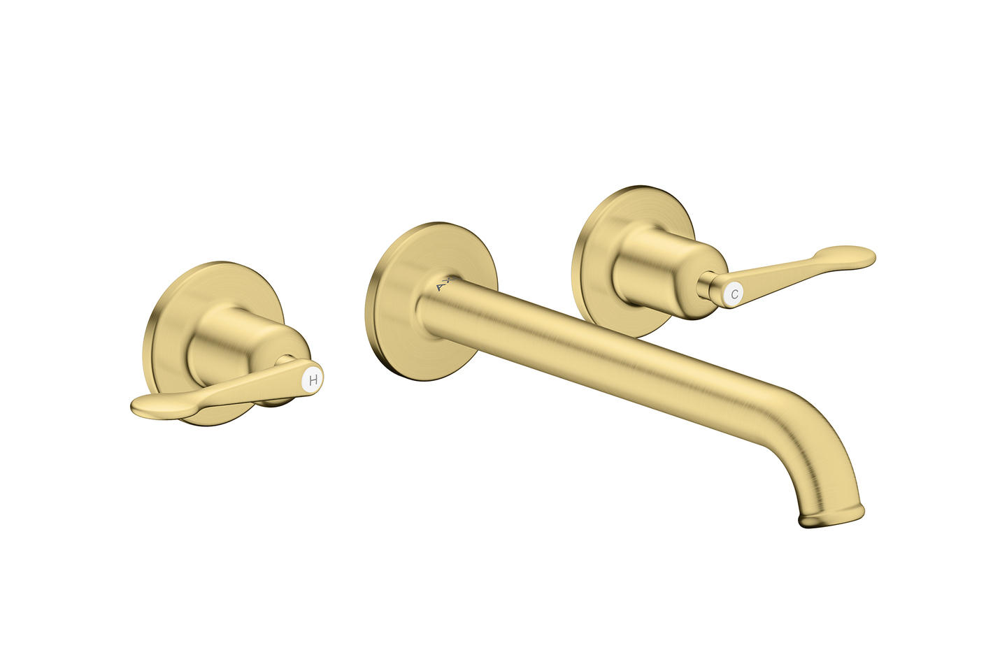 AXOR Archivio 3-hole basin mixer for concealed installation wall-mounted with spout 220 mm and lever handles | Brushed Brass