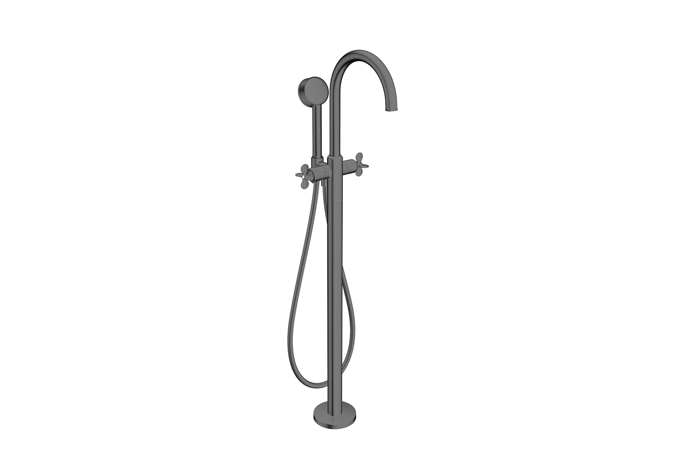 AXOR Archivio 2-handle bath mixer floor-standing with cross handles | Brushed Black Chrome