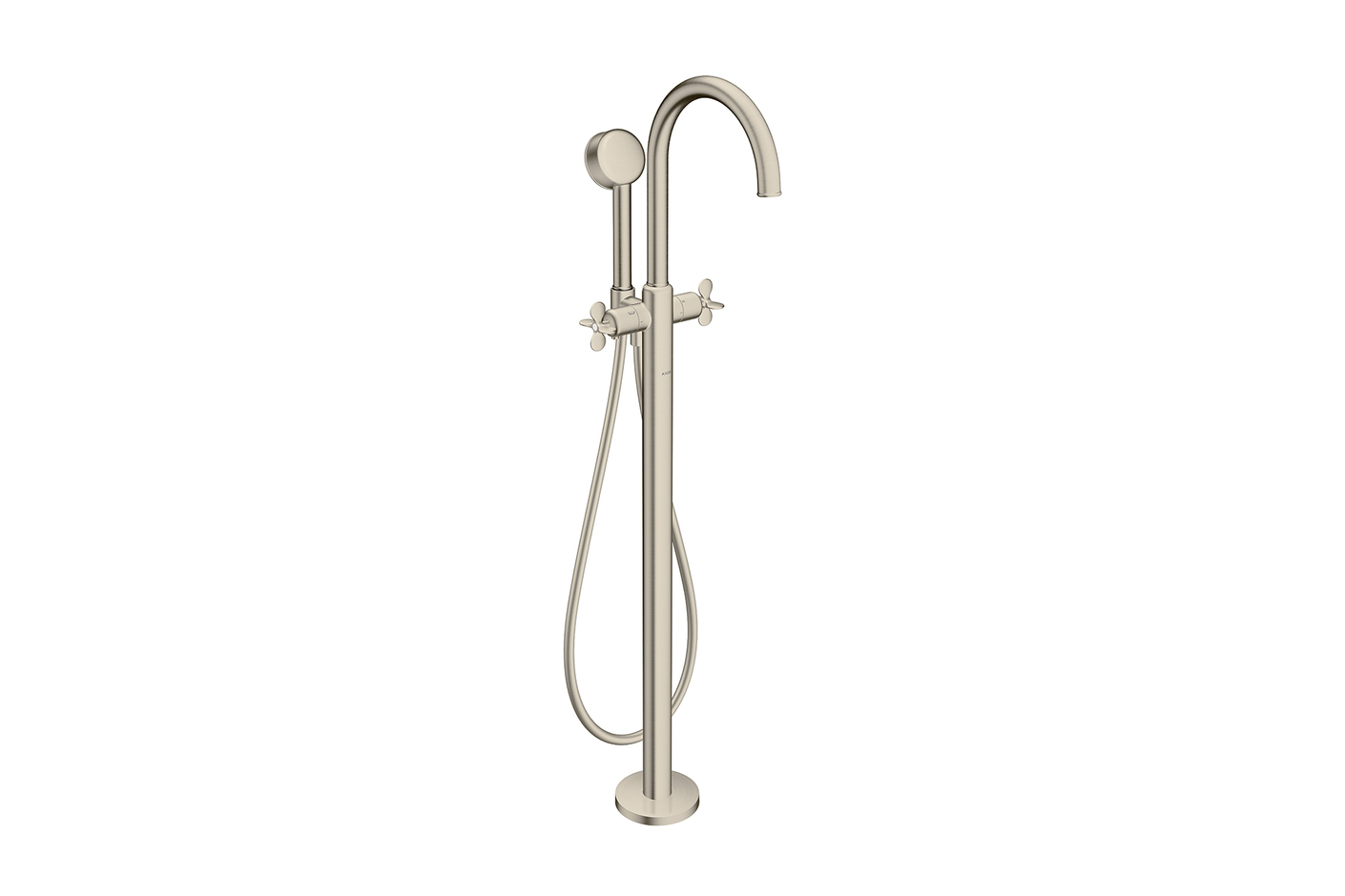 AXOR Archivio 2-Griff Wannenmischer bodenstehend mit Kreuzgriffen | Brushed Nickel