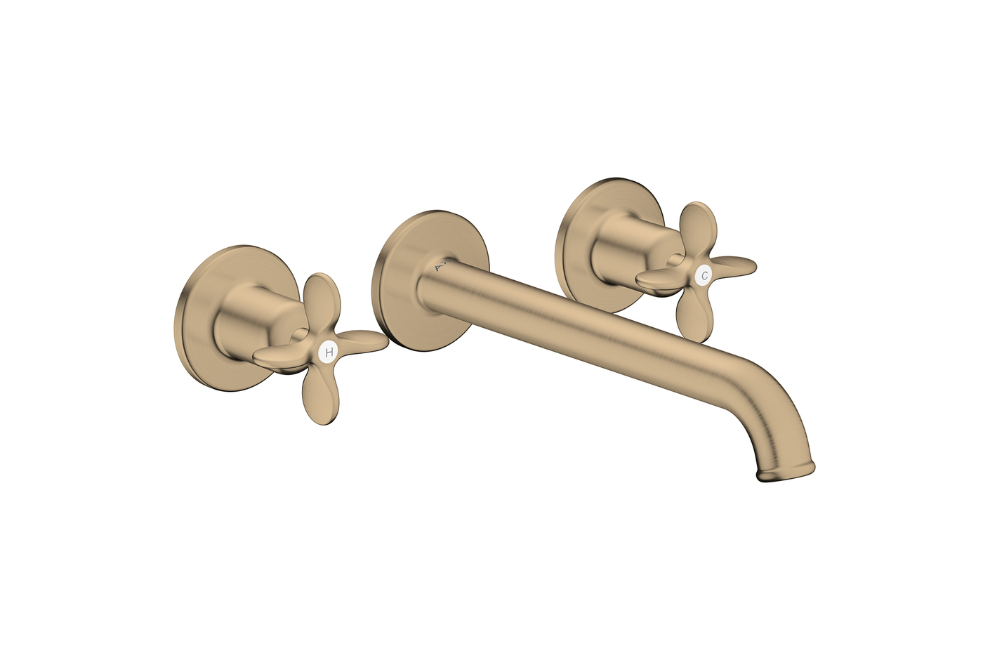 AXOR Archivio 3-hole bath mixer for concealed installation wall-mounted with cross handles | Brushed Bronze