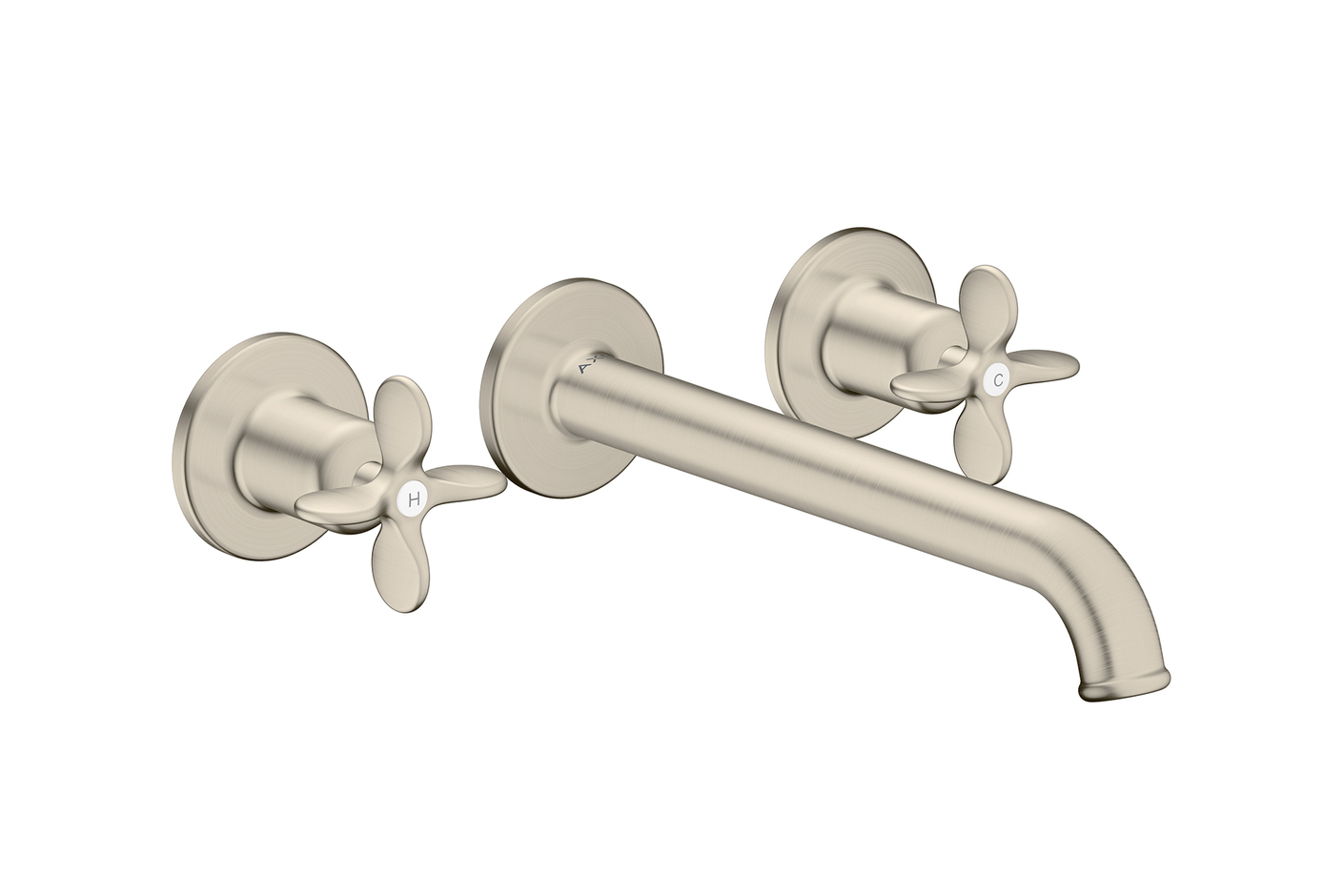 AXOR Archivio 3-hole bath mixer for concealed installation wall-mounted with cross handles | Brushed Nickel