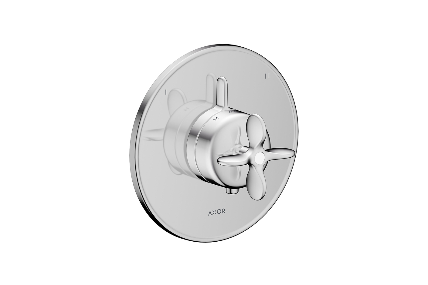 AXOR Archivio Thermostat for concealed installation for 2 functions with cross handle and integrated security combination according to EN1717
