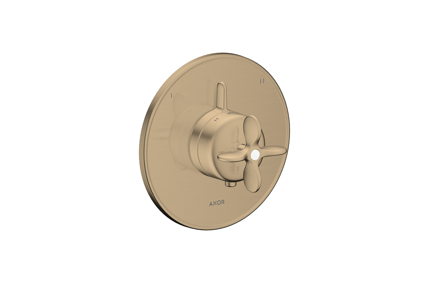 AXOR Archivio Thermostat for concealed installation for 2 functions with cross handle and integrated security combination according to EN1719 | Brushed Bronze