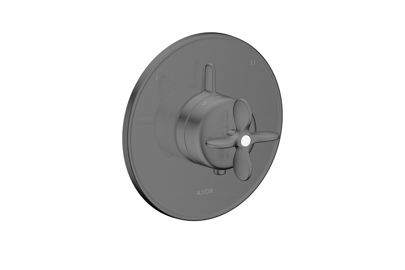 AXOR Archivio Thermostat for concealed installation for 2 functions with cross handle and integrated security combination according to EN1718 | Brushed Black Chrome
