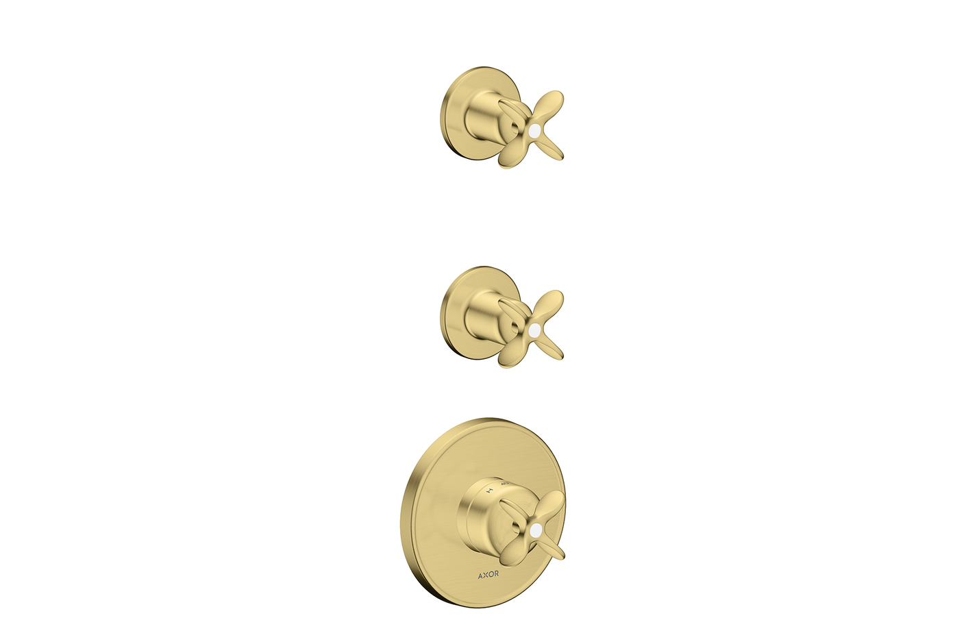 AXOR Archivio Thermostatic module for concealed installation for 2 functions with cross handles | Brushed Brass