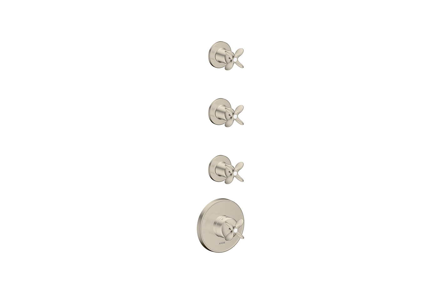 AXOR Archivio Thermostatic module for concealed installation for 3 functions with cross handles | Brushed Nickel