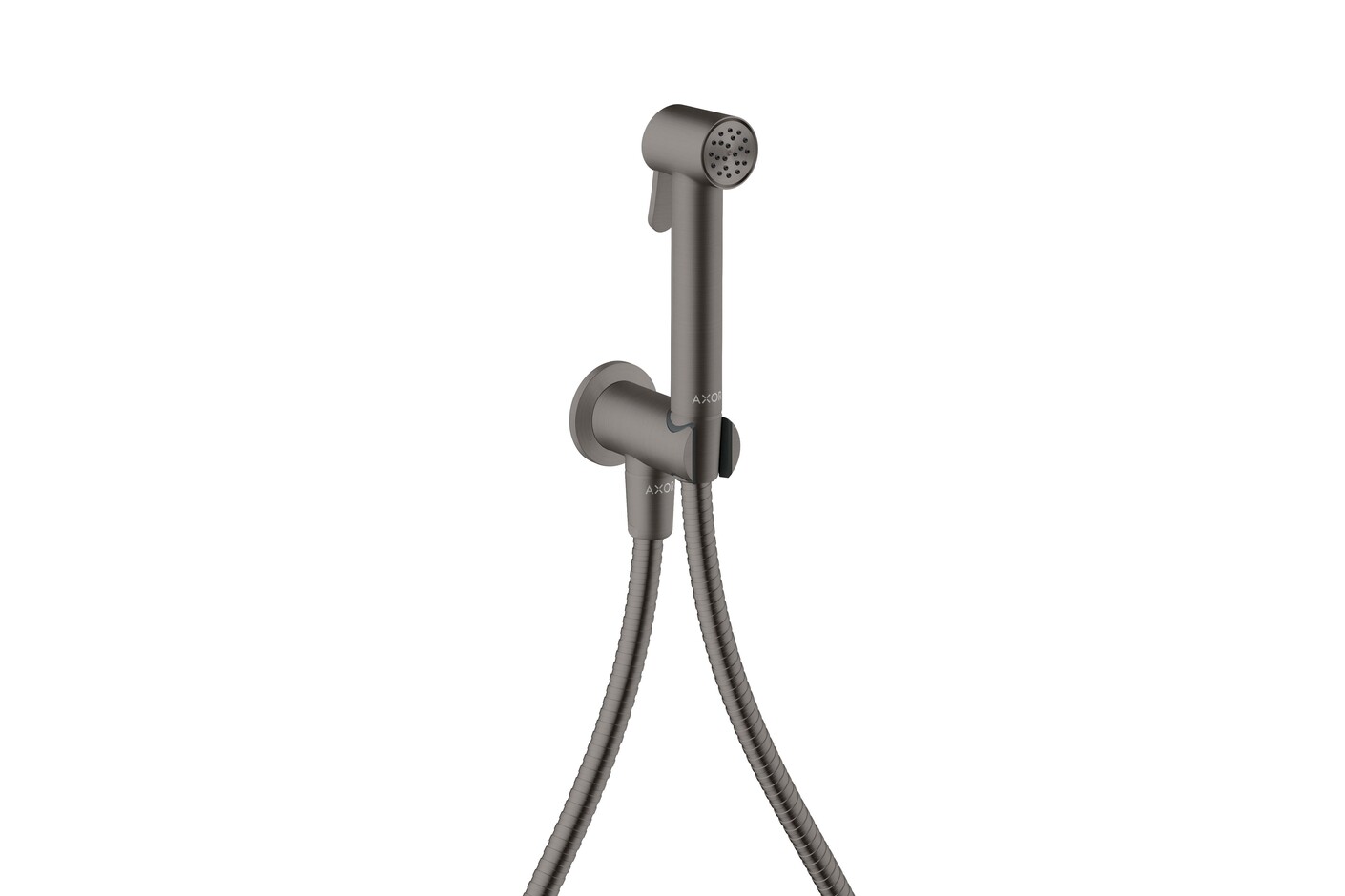 AXOR Bidette Showers Bidette hand shower 1jet round for cold water with shower holder and shower hose 1.25 m I Brushed Black Chrome
