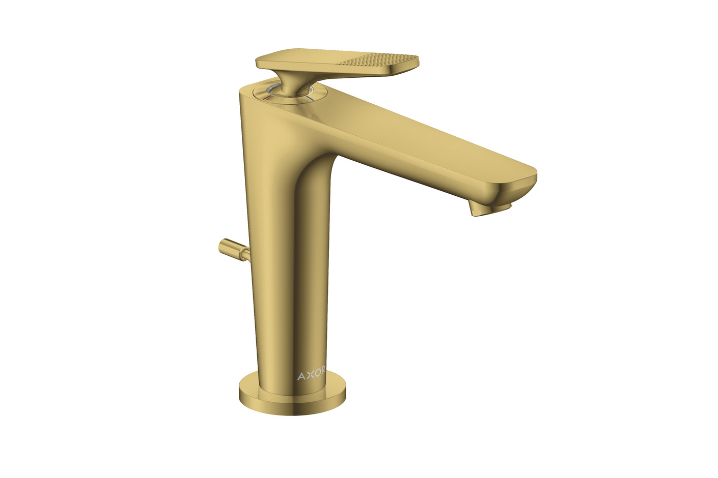 AXOR Citterio C Einhebel-Waschtischmischer 125 mit CoolStart und Zugstangen-Ablaufgarnitur - Cubic cut | Polished Gold Optic