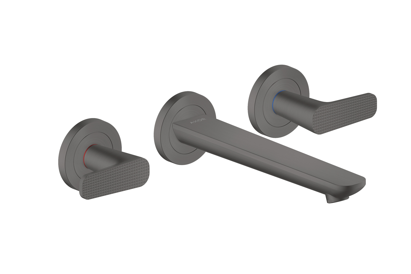 AXOR Citterio C 3-Loch Waschtischarmatur Unterputz für Wandmontage mit Auslauf 195 mm - Cubic cut | Brushed Black Chrome