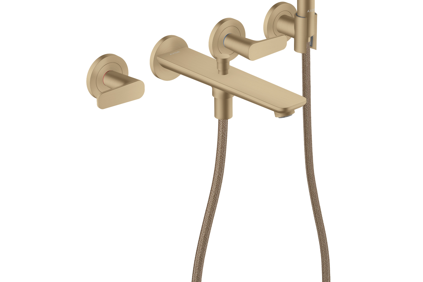 AXOR Citterio C 3-hole bath mixer for concealed installation wall-mounted with hand shower | Brushed Bronze
