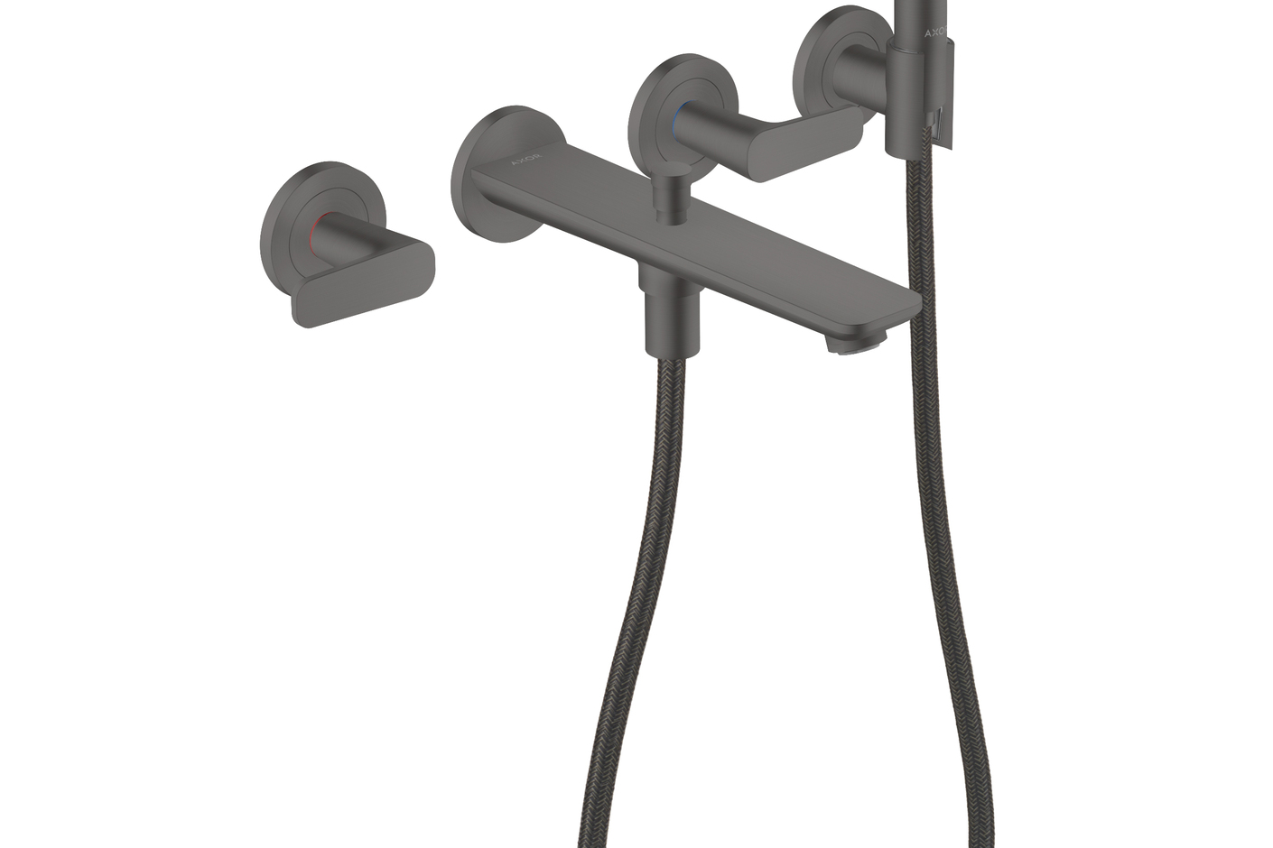 AXOR Citterio C 3-Loch Wannenarmatur Unterputz für Wandmontage mit Handbrause | Brushed Black Chrome