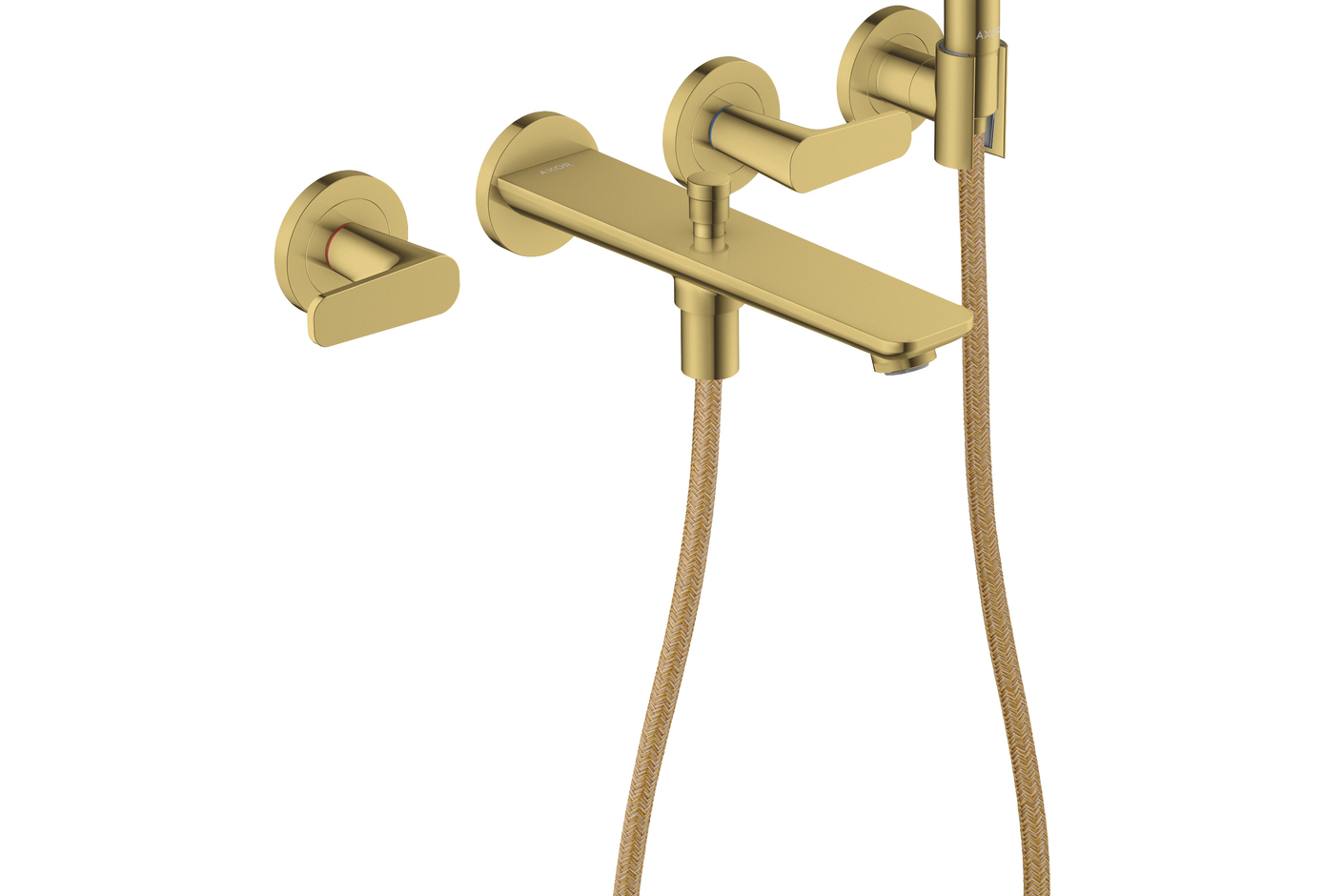 AXOR Citterio C 3-Loch Wannenarmatur Unterputz für Wandmontage mit Handbrause | Polished Gold Optic