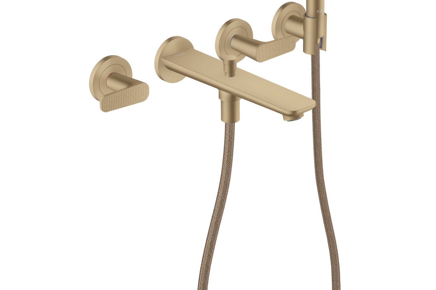 AXOR Citterio C 3-hole bath mixer for concealed installation wall-mounted with hand shower - cubic cut | Brushed Bronze