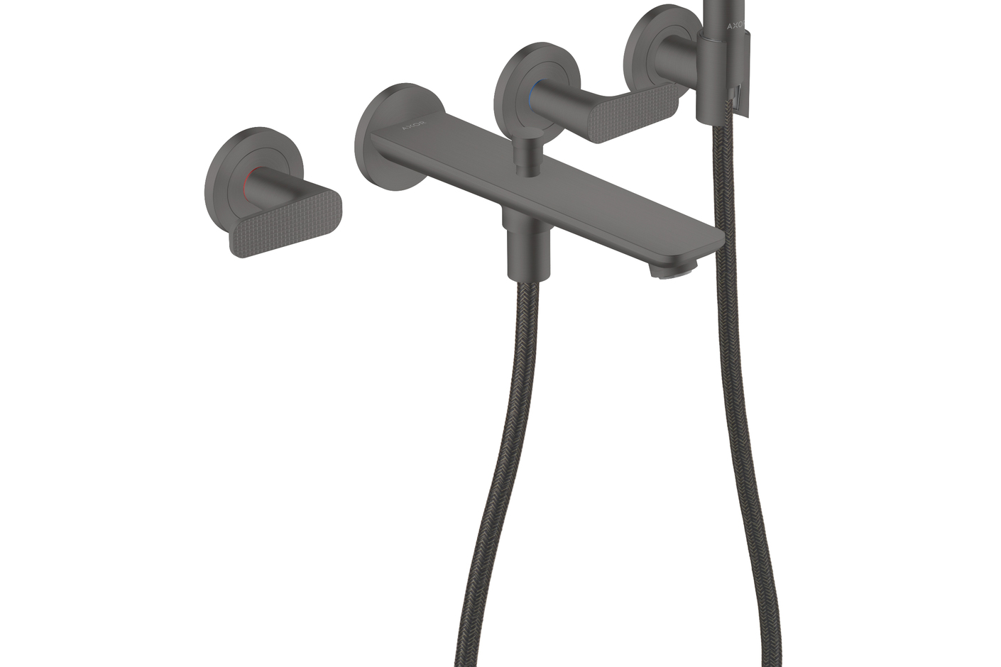 AXOR Citterio C 3-Loch Wannenmischer Unterputz für Wandmontage mit Handbrause - Cubic cut | Brushed Black Chrome