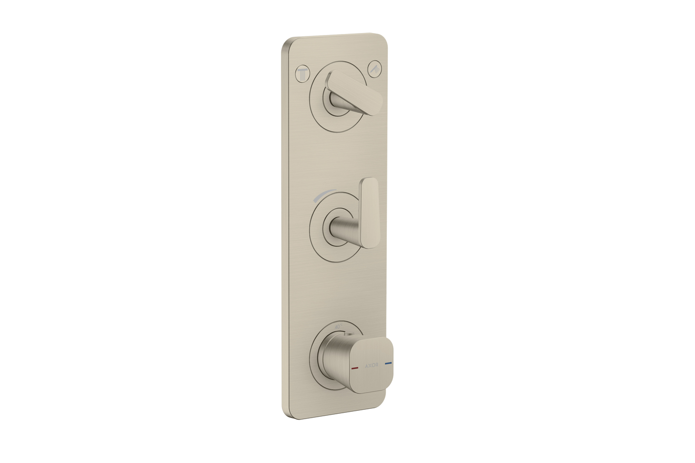 AXOR Citterio C Thermostatmodul 380/120 Unterputz mit Platte für 2 Verbraucher | Brushed Nickel