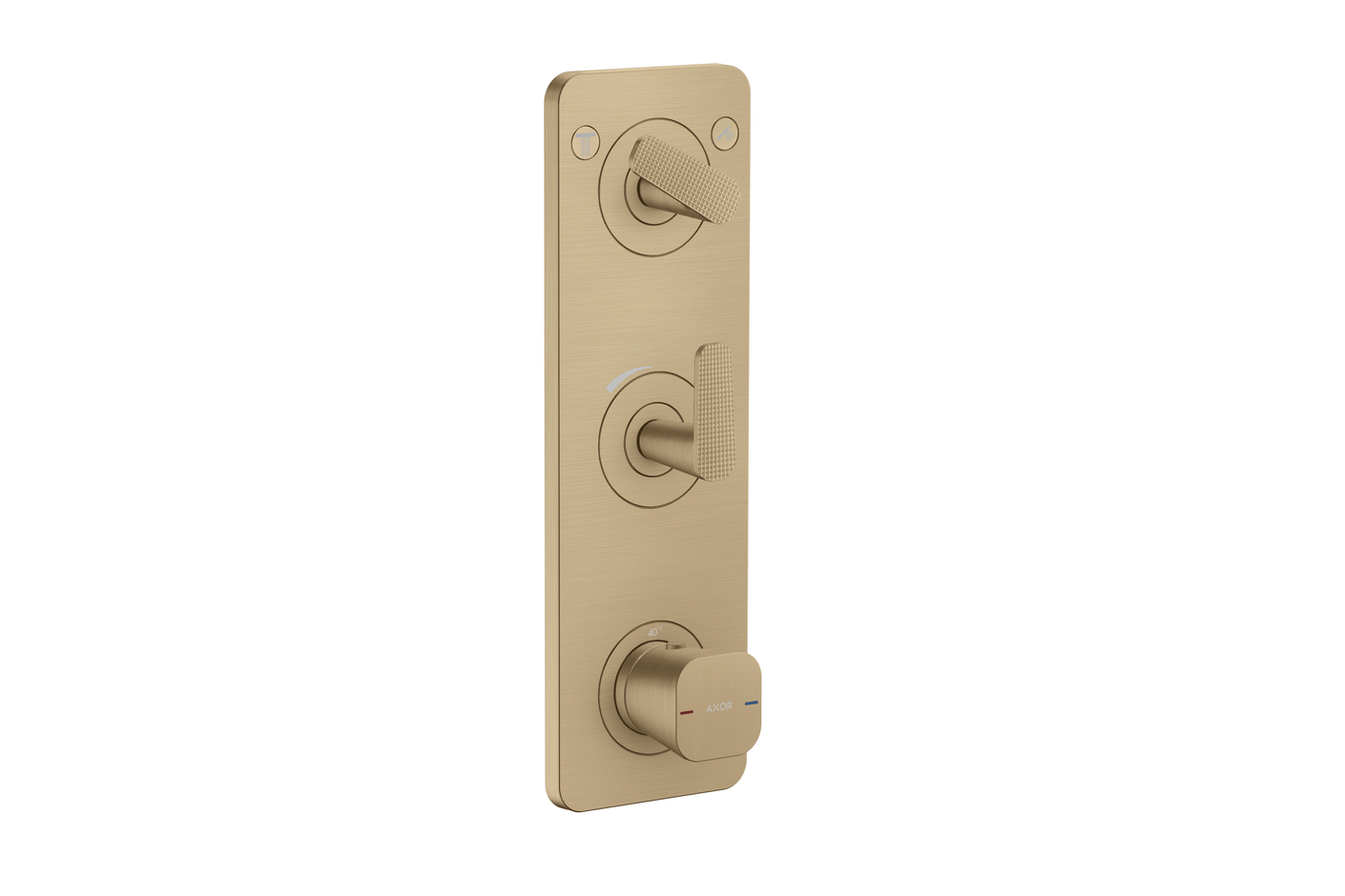 AXOR Citterio C Thermostatmodul 380/120 Unterputz mit Platte für 2 Verbraucher - Cubic cut | Brushed Bronze