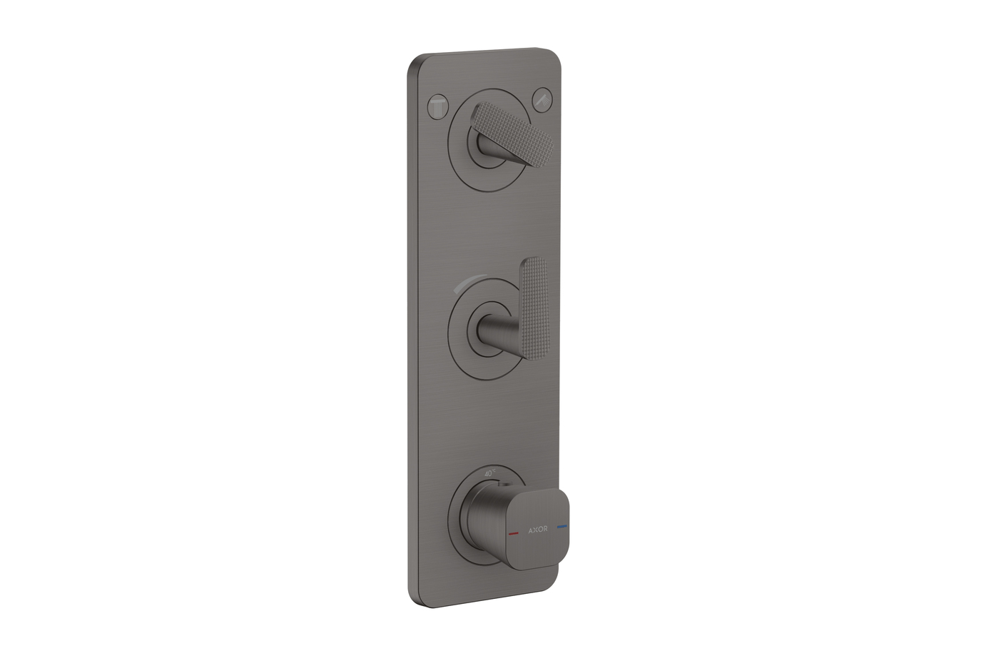 AXOR Citterio C Thermostatmodul 380/120 Unterputz mit Platte für 2 Verbraucher - Cubic cut | Brushed Black Chrome