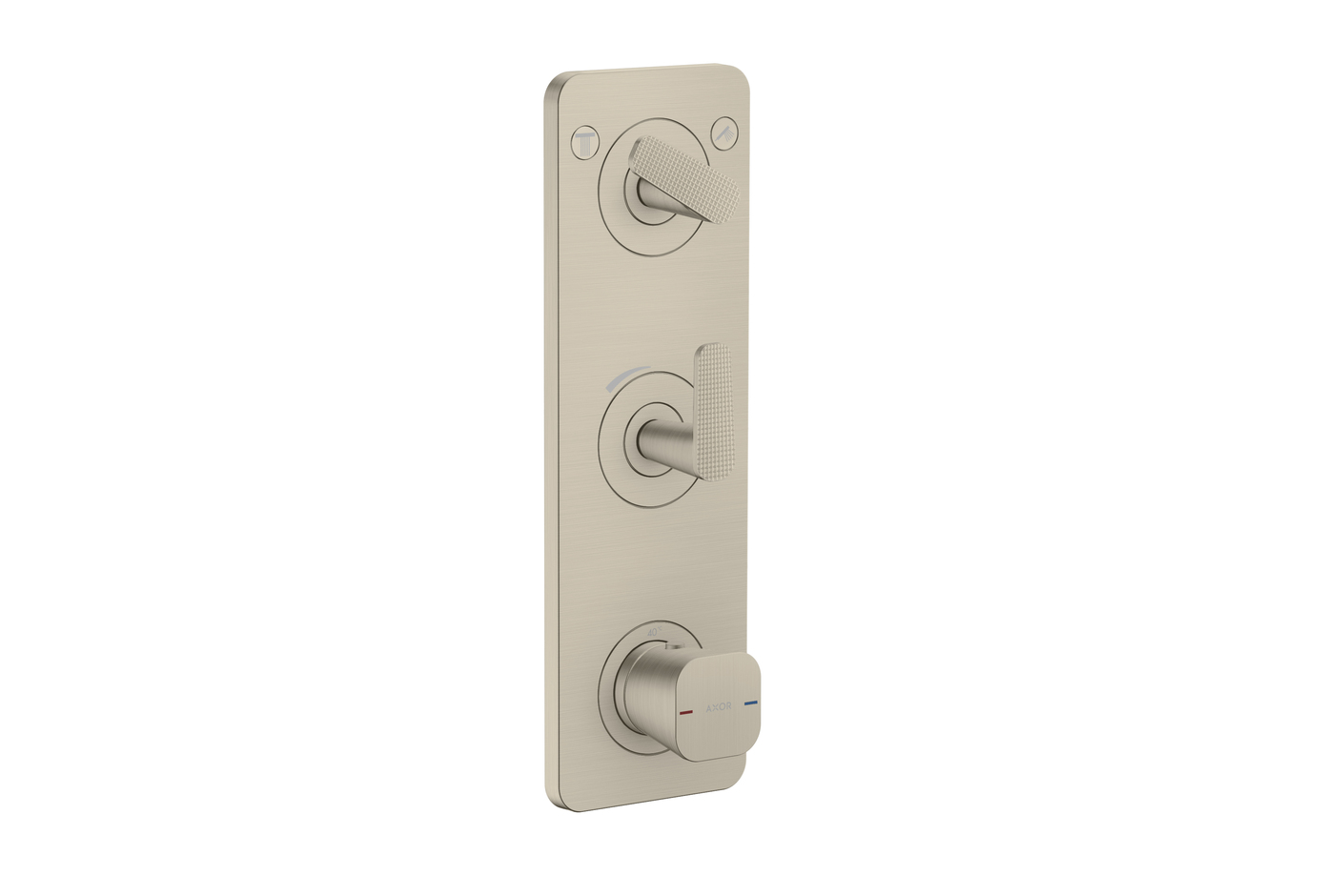 AXOR Citterio C Thermostatic module 380/120 for concealed installation with plate for 2 functions - cubic cut | Brushed Nickel
