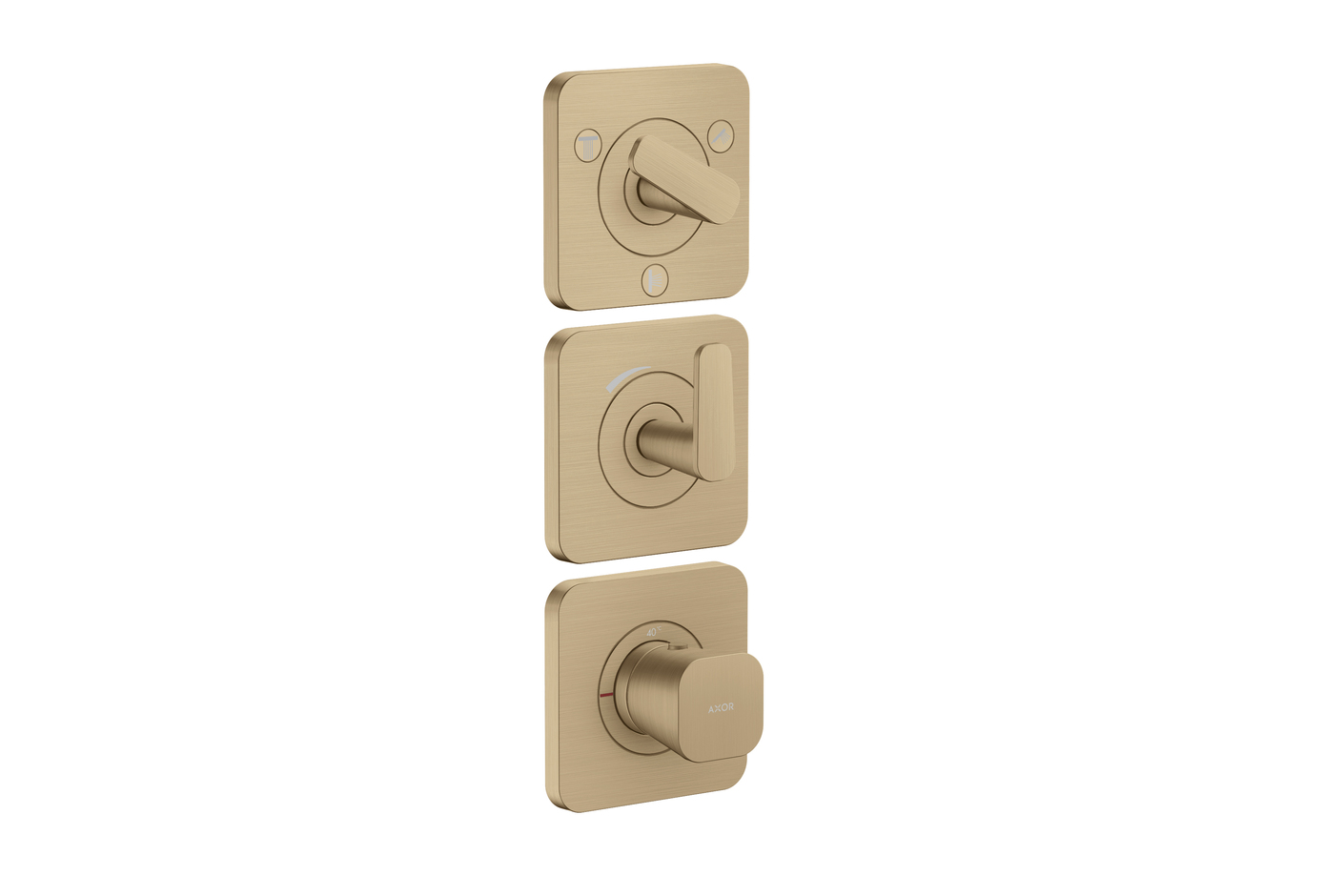 AXOR Citterio C Thermostatic module 380/120 for concealed installation with escutcheons for 3 functions | Brushed Bronze