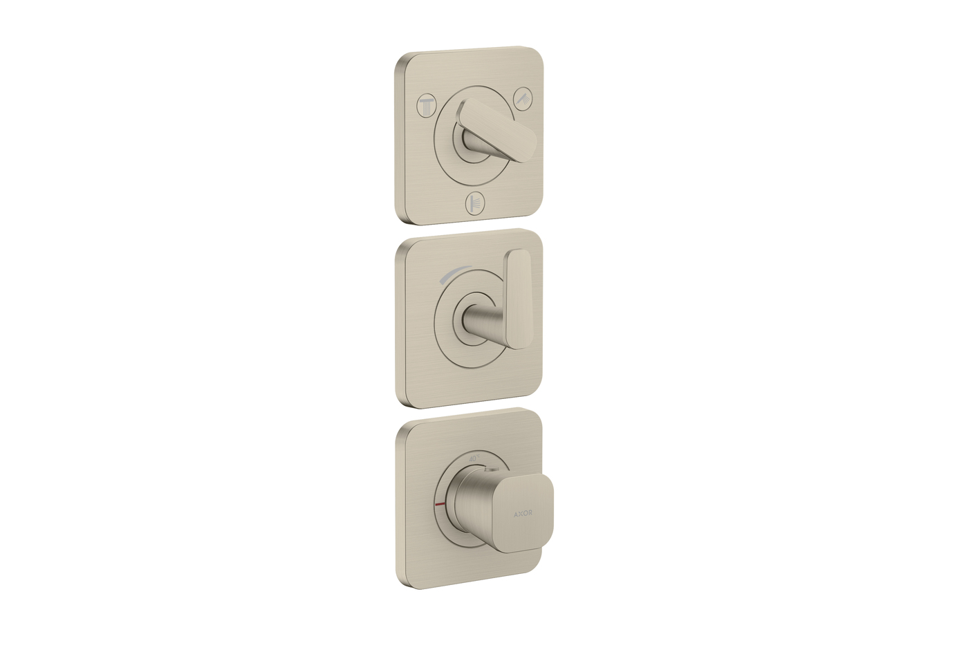 AXOR Citterio C Thermostatmodul 380/120 Unterputz mit Rosetten für 3 Verbraucher | Brushed Nickel