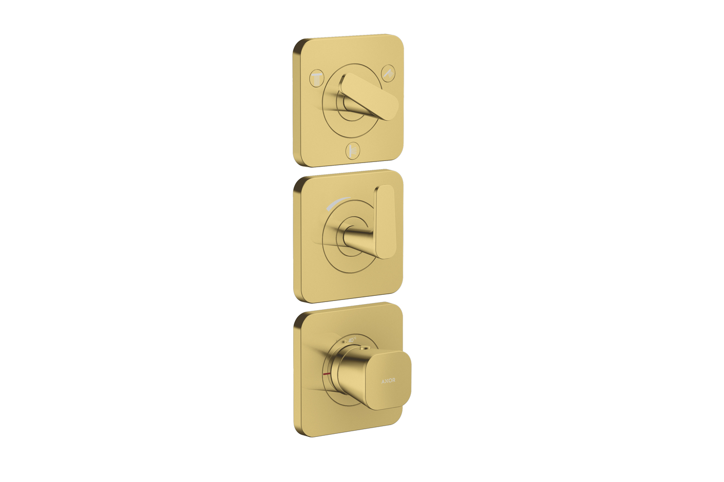 AXOR Citterio C Thermostatic module 380/120 for concealed installation with escutcheons for 3 functions | Polished Gold Optic
