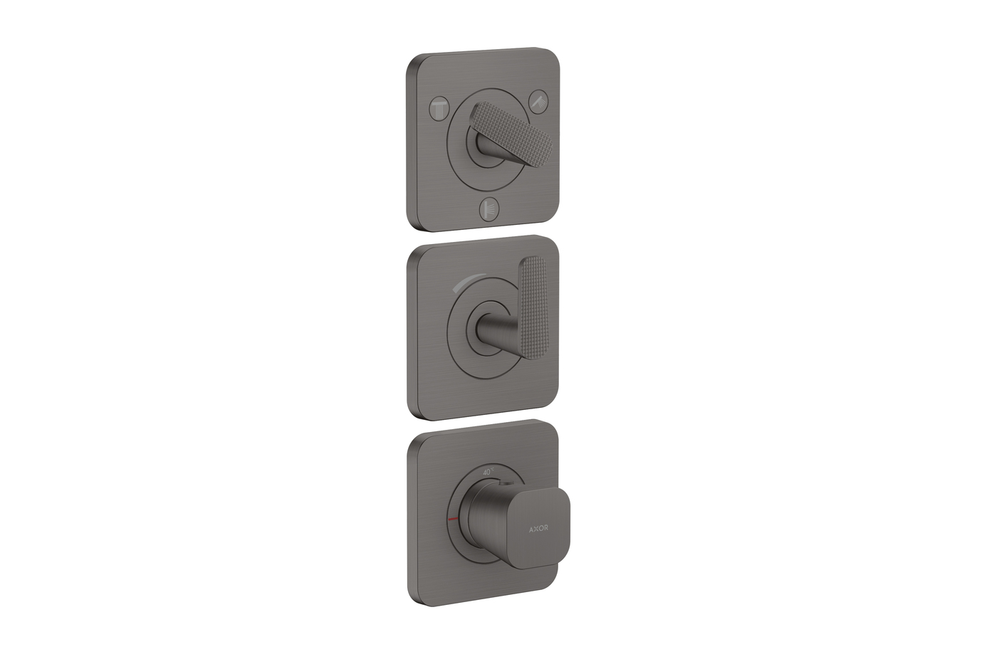 AXOR Citterio C Thermostatmodul 380/120 Unterputz mit Rosetten für 3 Verbraucher - Cubic cut | Brushed Black Chrome
