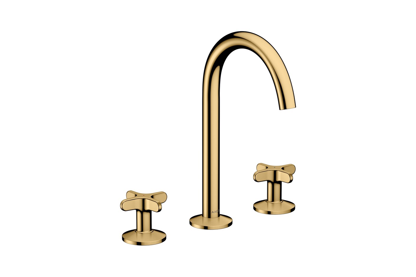 AXOR One 3-hole basin mixer 170 with cross handles and push-open waste set I Polished Gold Optic