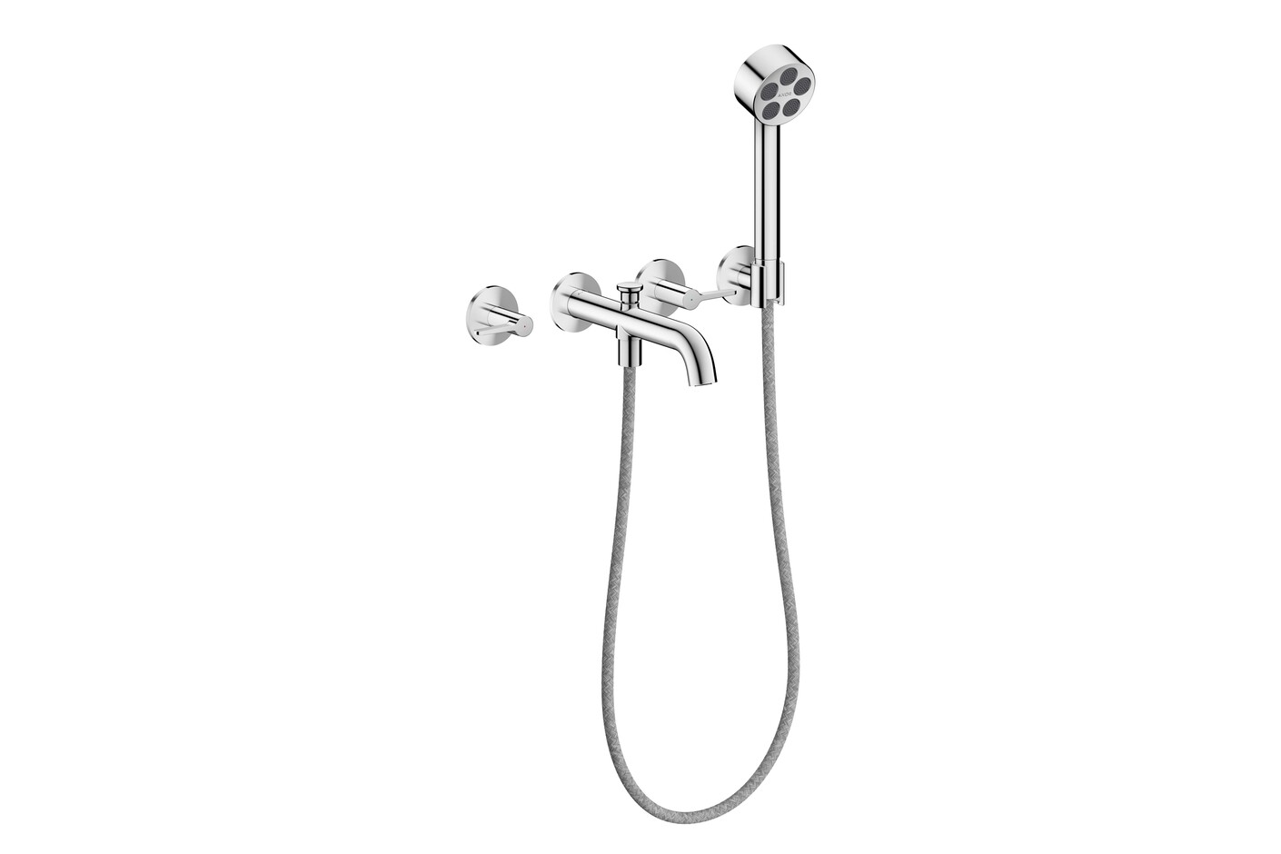 AXOR One 3-hole bath mixer for concealed installation wall-mounted with lever handles and hand shower