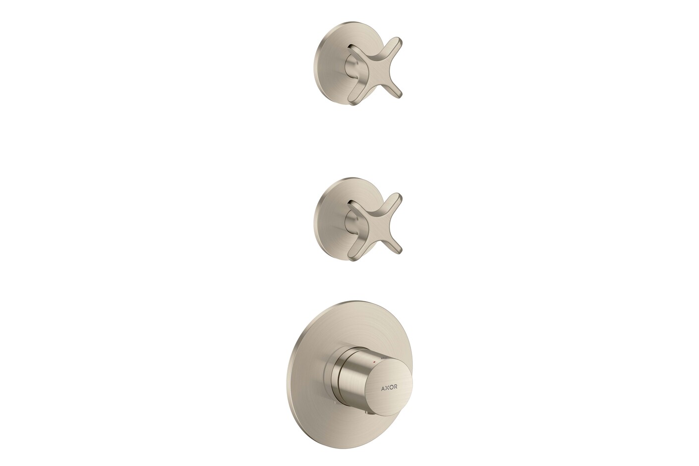 AXOR One Thermostatic module for concealed installation for 2 functions with cross handle I Brushed Nickel