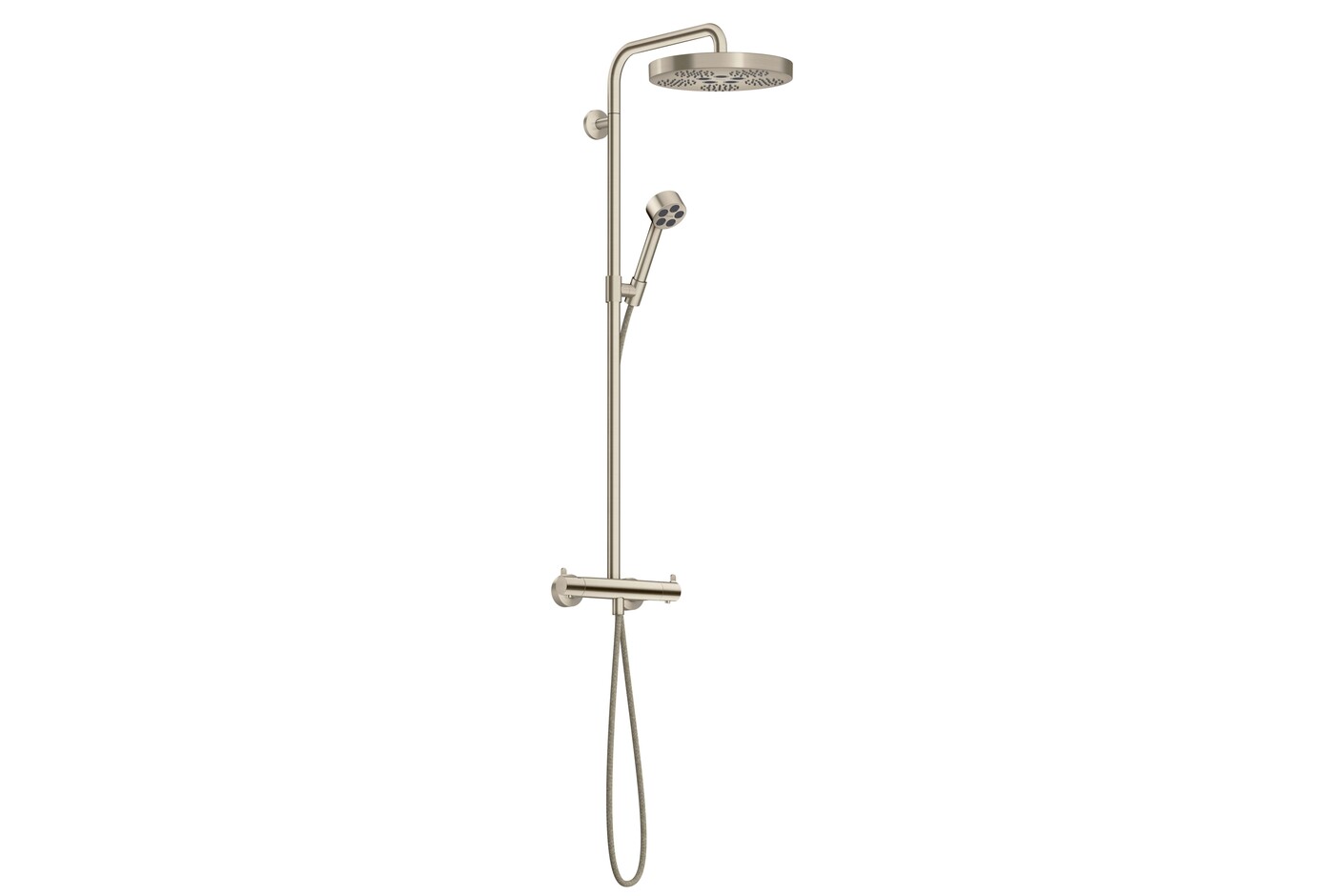 AXOR One Showerpipe with thermostat and overhead shower 280 1jet EcoSmart I Brushed Nickel