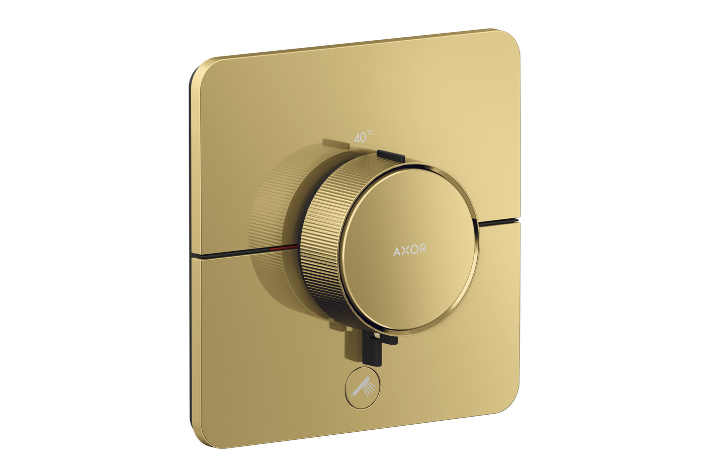AXOR ShowerSelect ID Thermostat HighFlow for concealed installation SoftSquare for 1 function and additional outlet | Polished Gold Optic