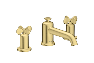 AXOR Archivio 3-Loch Waschtischarmatur 30 mit Kreuzgriffen und Zugstangen-Ablaufgarnitur | Brushed Brass  von  AXOR