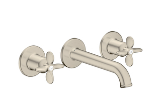 AXOR Archivio 3-Loch Waschtischarmatur Unterputz für Wandmontage mit Auslauf 160 mm und Kreuzgriffen | Brushed Nickel  von  AXOR