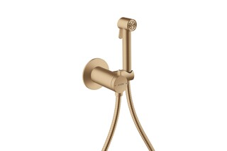AXOR Bidette Showers Bidette hand shower 1jet round for mixed water with shower holder and shower hose 1.25 m I Brushed Bronze  by  AXOR