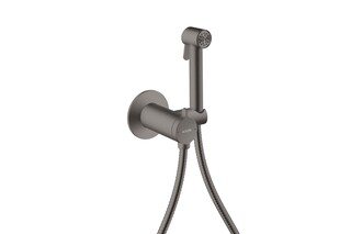 AXOR Bidette Showers Bidette hand shower 1jet round for mixed water with shower holder and shower hose 1.25 m I Brushed Black Chrome  by  AXOR