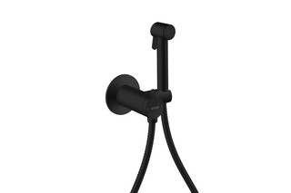 AXOR Bidette Showers Bidette Handbrause 1jet rund für Mischwasser mit Brausehalter und Brauseschlauch 1,25 m I Mattschwarz  von  AXOR
