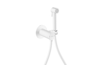 AXOR Bidette Showers Bidette hand shower 1jet round for mixed water with shower holder and shower hose 1.25 m I Matt White  by  AXOR