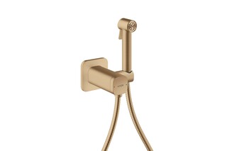 AXOR Bidette Showers Bidette hand shower 1jet softsquare for mixed water with shower holder and shower hose 1.25 m I Brushed Bronze  by  AXOR