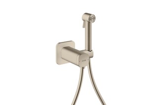 AXOR Bidette Showers Bidette Handbrause 1jet softsquare für Mischwasser mit Brausehalter und Brauseschlauch 1,25 m I Brushed Nickel  von  AXOR