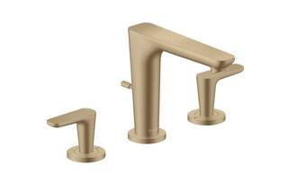 AXOR Citterio C 3-hole basin mixer 125 with pop-up waste set - cubic cut | Brushed Bronze  by  AXOR
